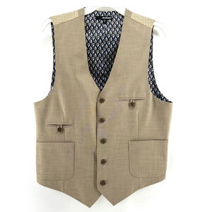 MURANO Preppy Beige Khaki SUIT VEST SEPARATES Luxury w/ Pockets MENS M 38-40